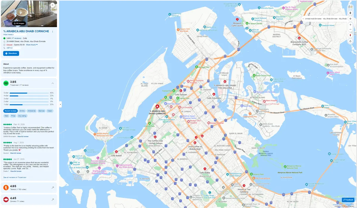 نموذج نشاط كافيه قهوة مختصة على خرائط Google