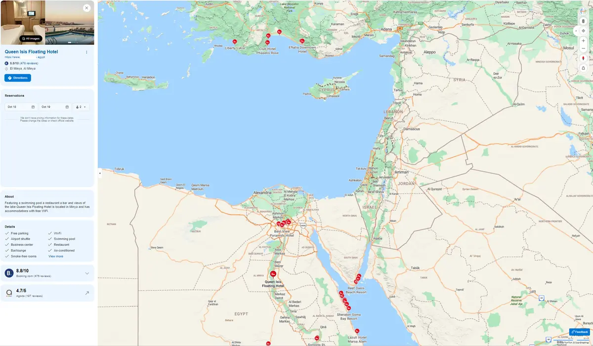 نموذج نشاط فندق ومنتجع على خرائط Google